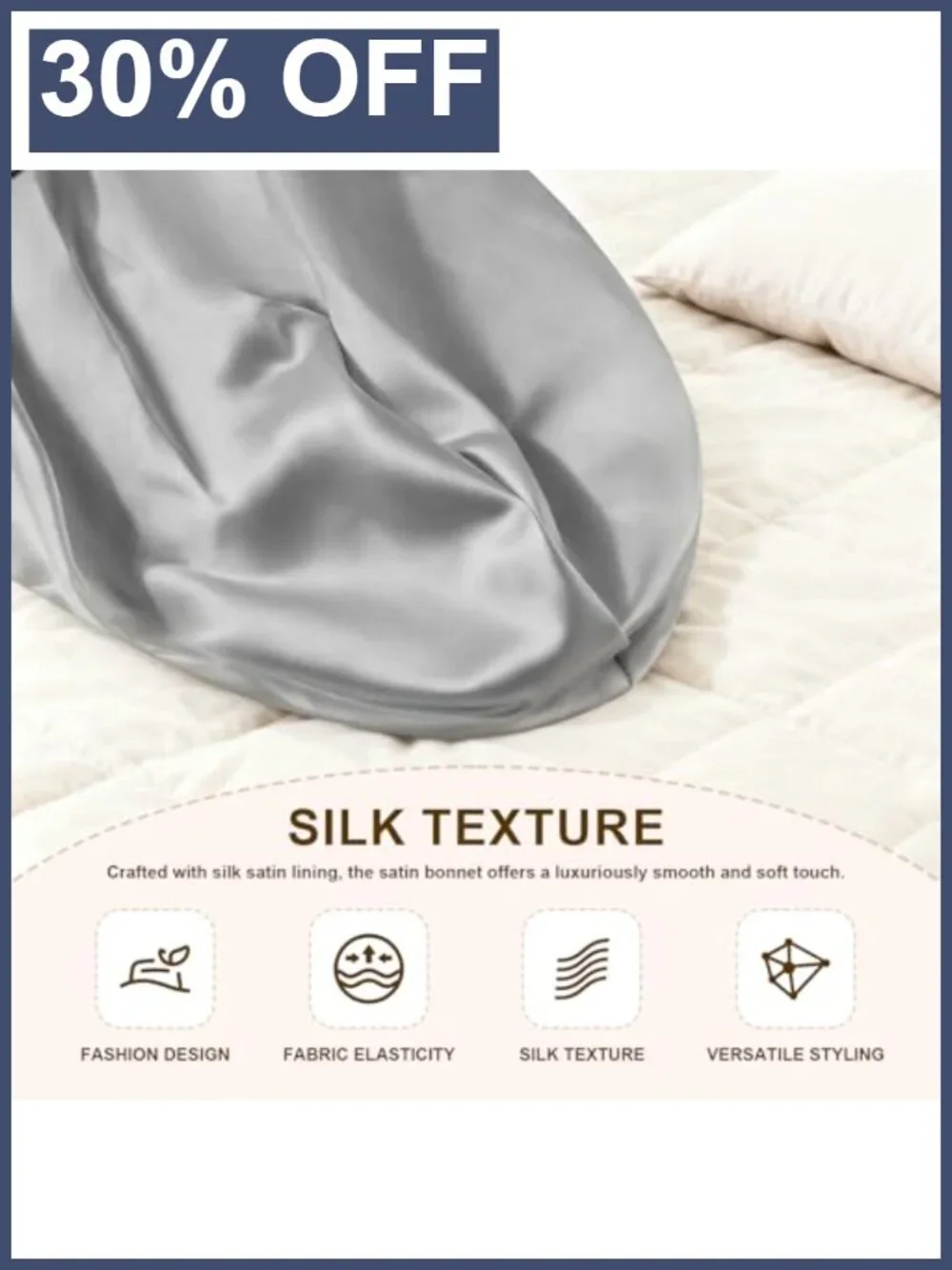 Satin Silk Bonnet Adjustable Soft Lined Sleep Beanie Winter Hat